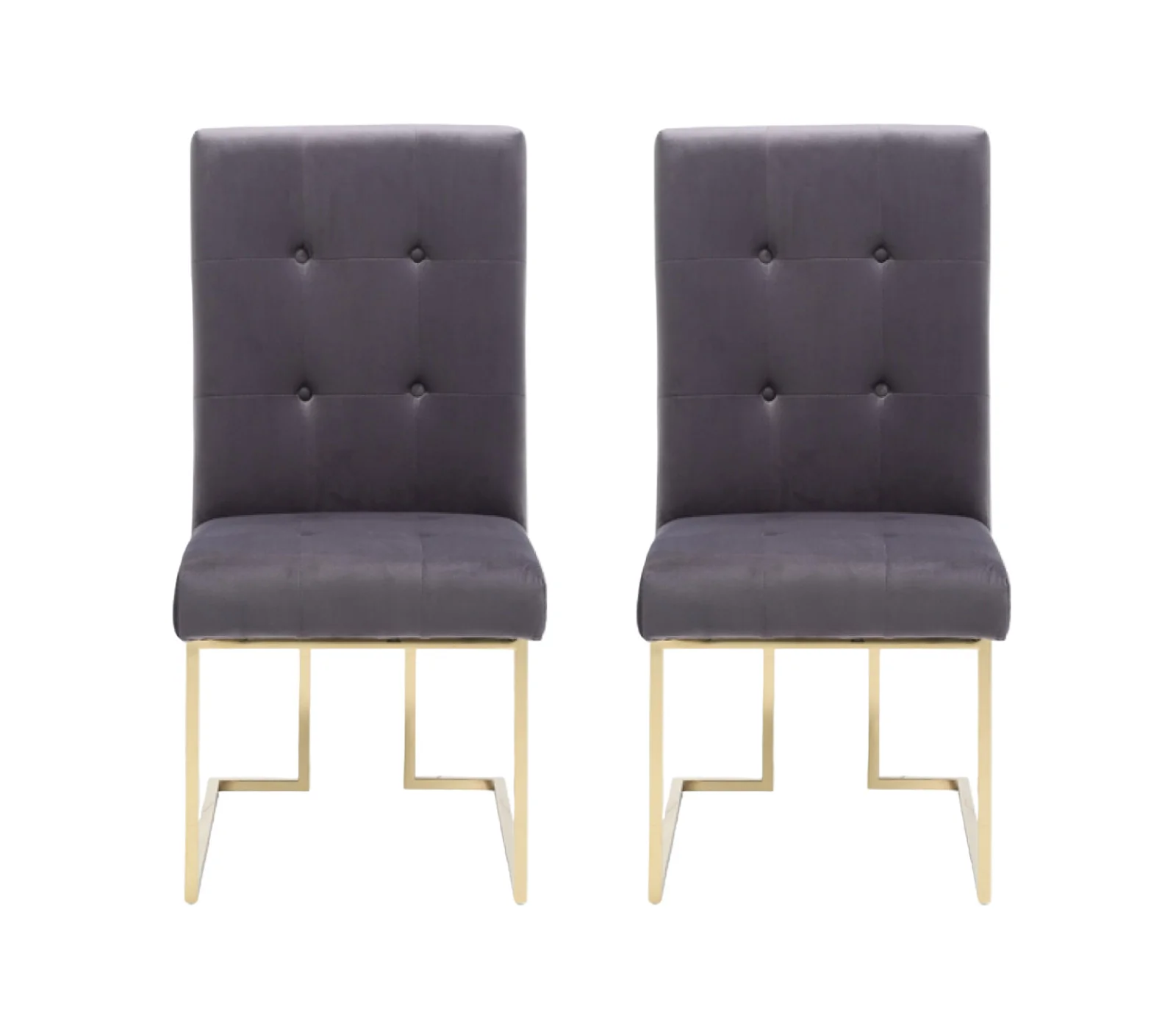 Set of Two Tufted Gray And Gold Upholstered Fabric Dining Side Chairs By Homeroots - Image 3
