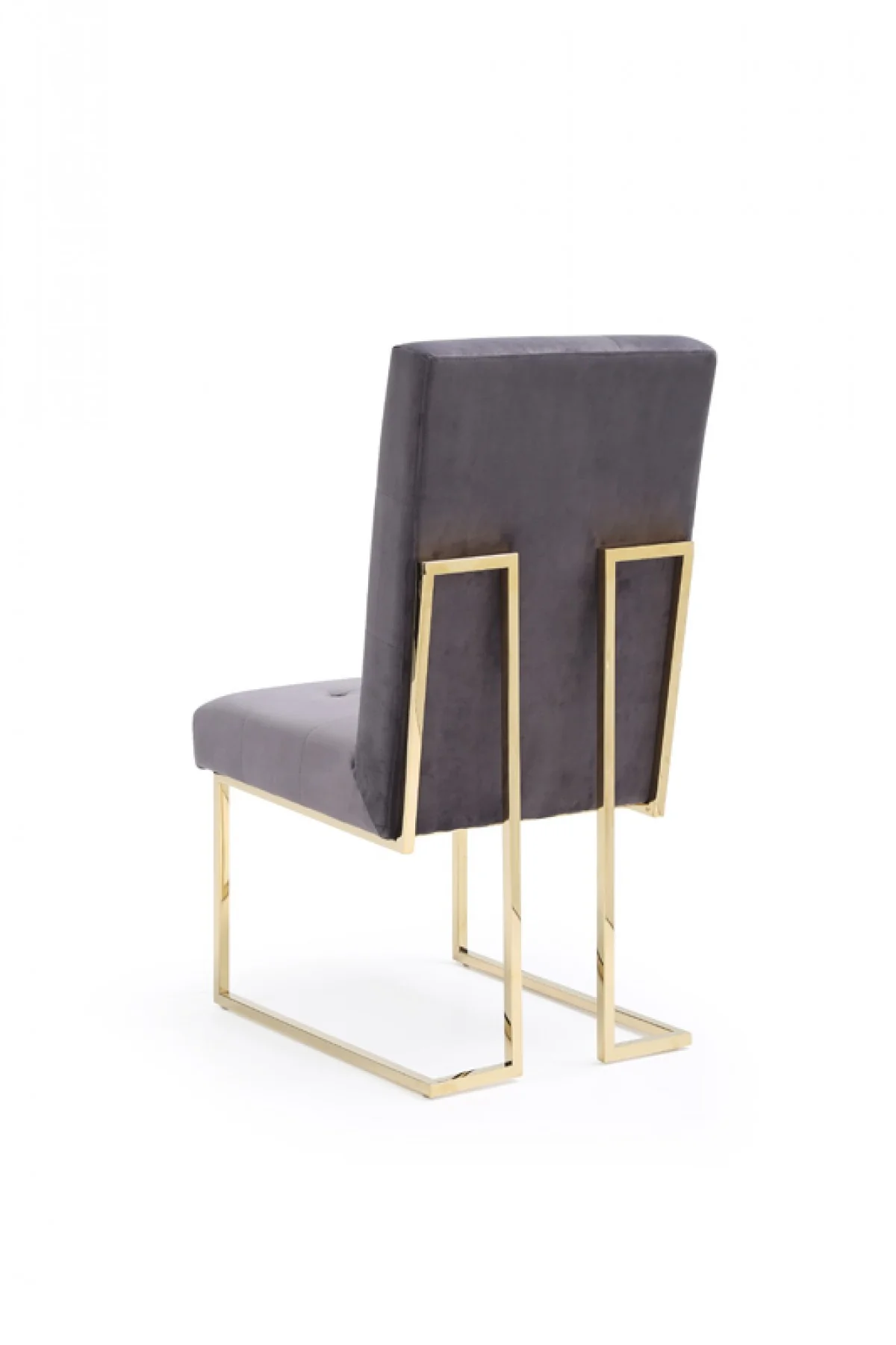 Set of Two Tufted Gray And Gold Upholstered Fabric Dining Side Chairs By Homeroots - Image 4