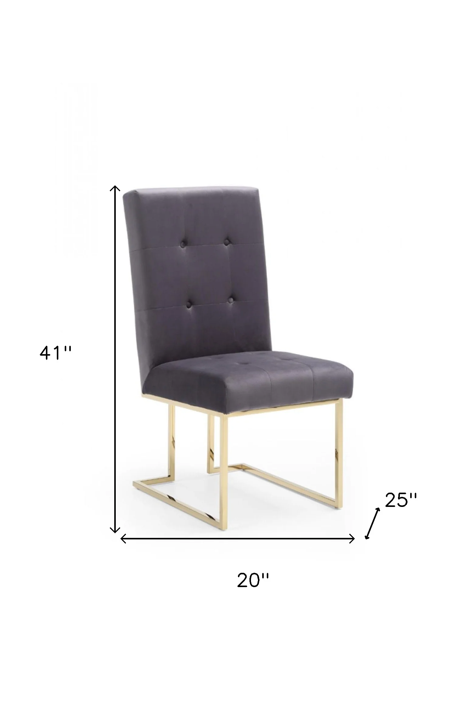 Set of Two Tufted Gray And Gold Upholstered Fabric Dining Side Chairs By Homeroots - Image 5