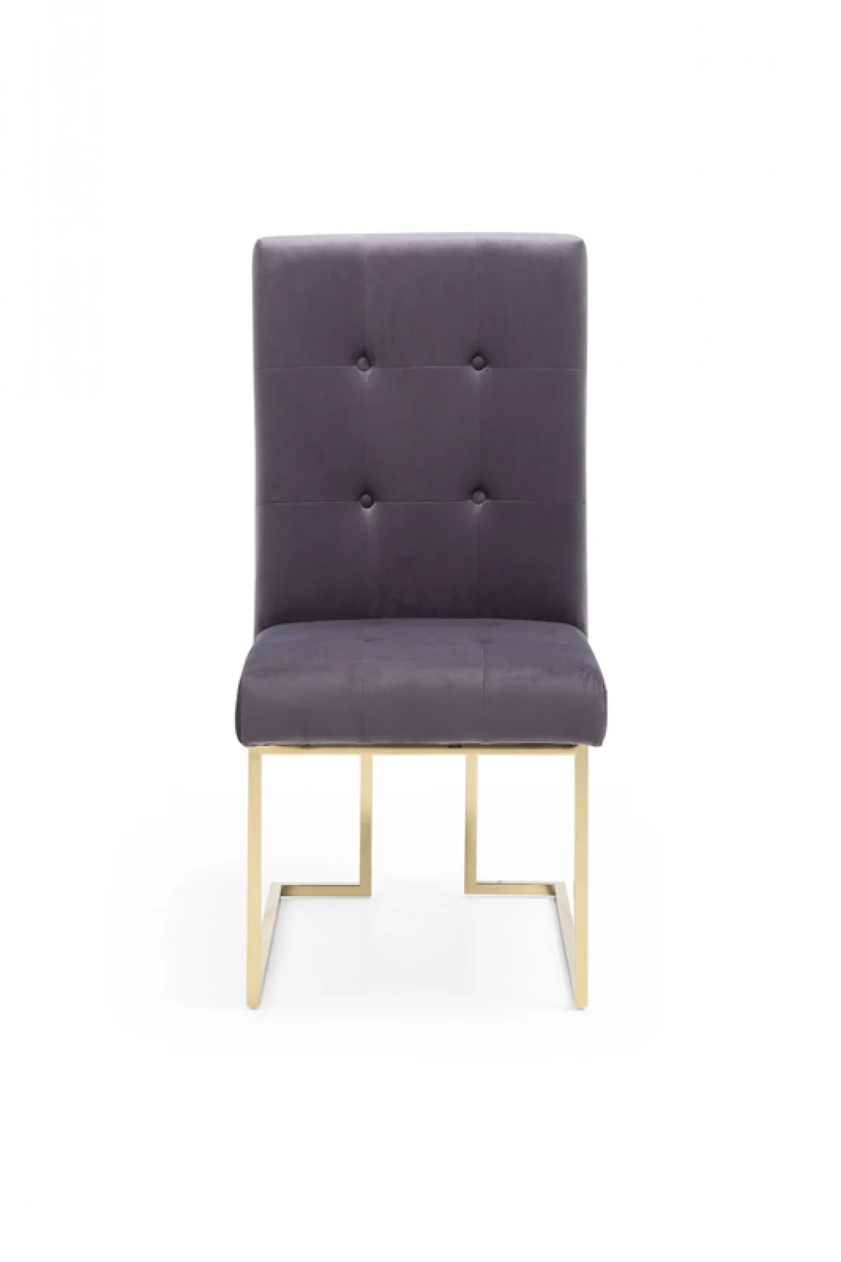Set of Two Tufted Gray And Gold Upholstered Fabric Dining Side Chairs By Homeroots - Image 6