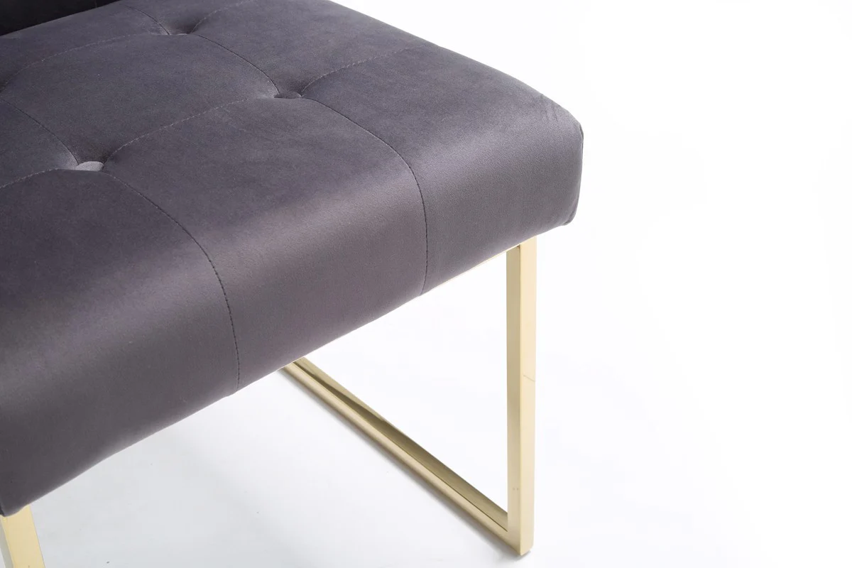 Set of Two Tufted Gray And Gold Upholstered Fabric Dining Side Chairs By Homeroots - Image 7