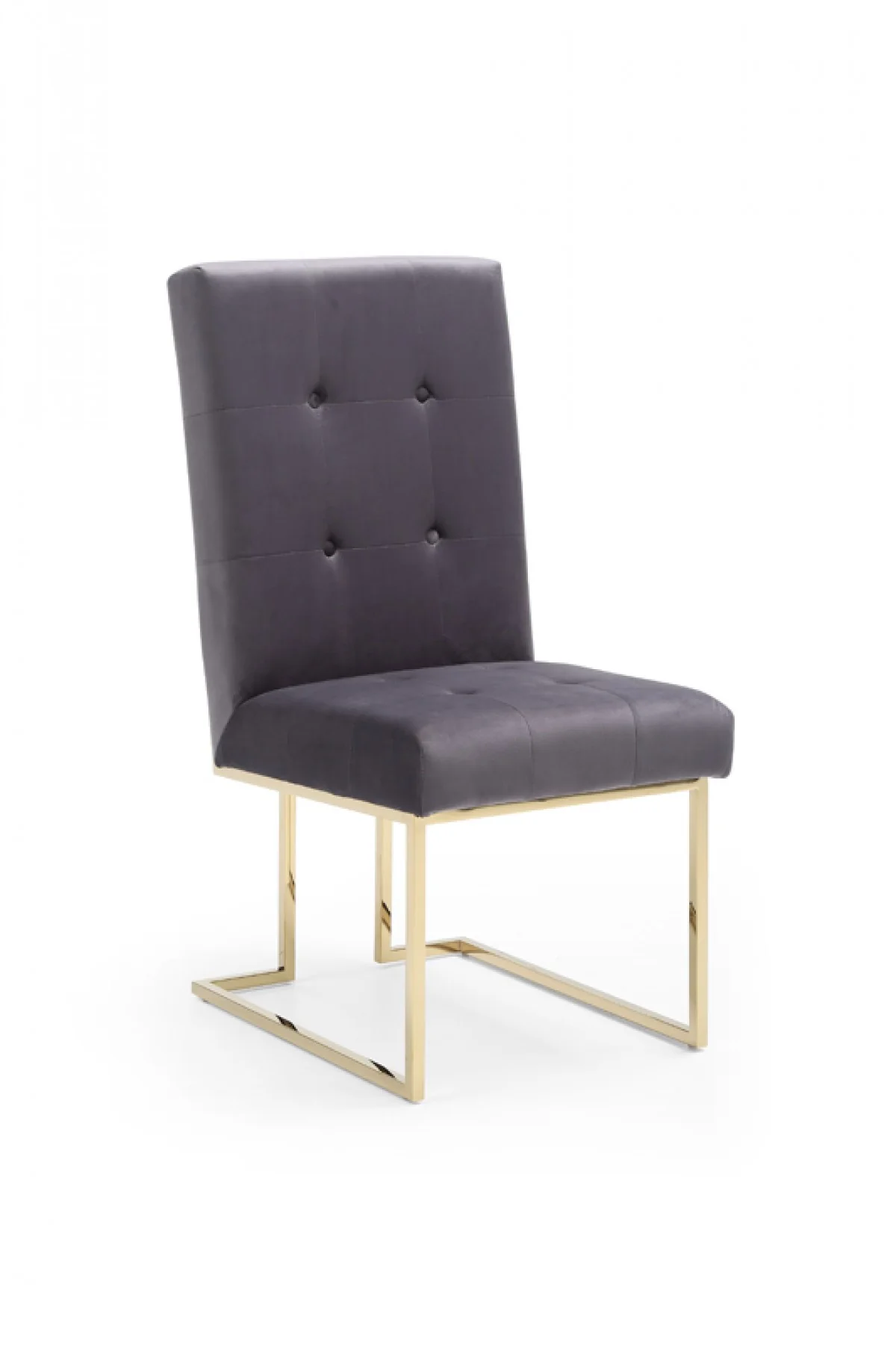 Set of Two Tufted Gray And Gold Upholstered Fabric Dining Side Chairs By Homeroots - Image 8
