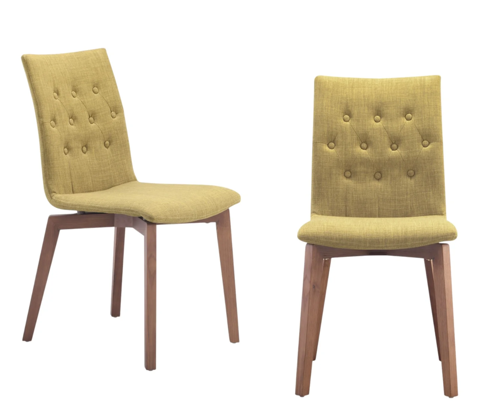 Set of Two Tufted Green And Brown Upholstered Fabric Dining Side Chairs By Homeroots - Image 2