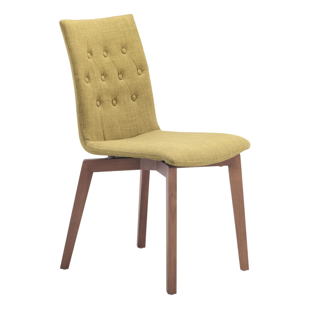 Set of Two Tufted Green And Brown Upholstered Fabric Dining Side Chairs By Homeroots - Image 3
