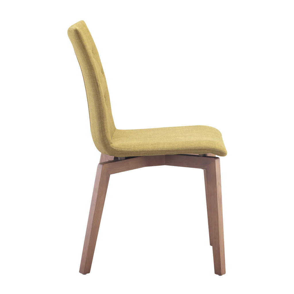 Set of Two Tufted Green And Brown Upholstered Fabric Dining Side Chairs By Homeroots - Image 4
