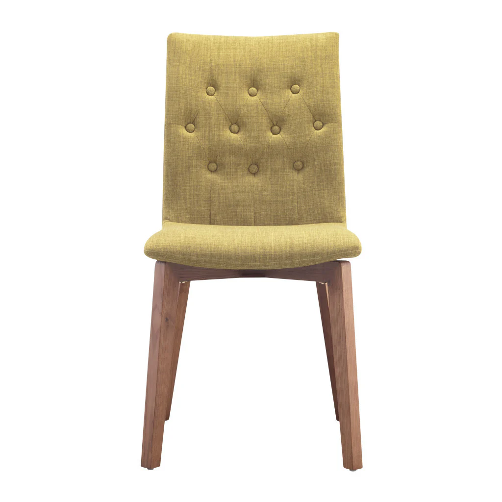 Set of Two Tufted Green And Brown Upholstered Fabric Dining Side Chairs By Homeroots - Image 5