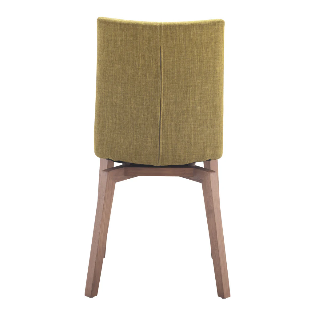Set of Two Tufted Green And Brown Upholstered Fabric Dining Side Chairs By Homeroots - Image 6