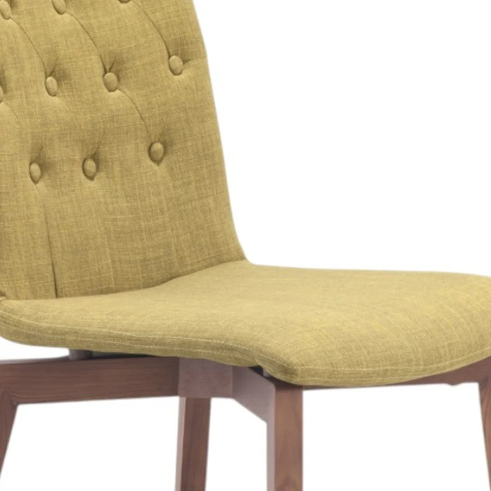 Set of Two Tufted Green And Brown Upholstered Fabric Dining Side Chairs By Homeroots - Image 7