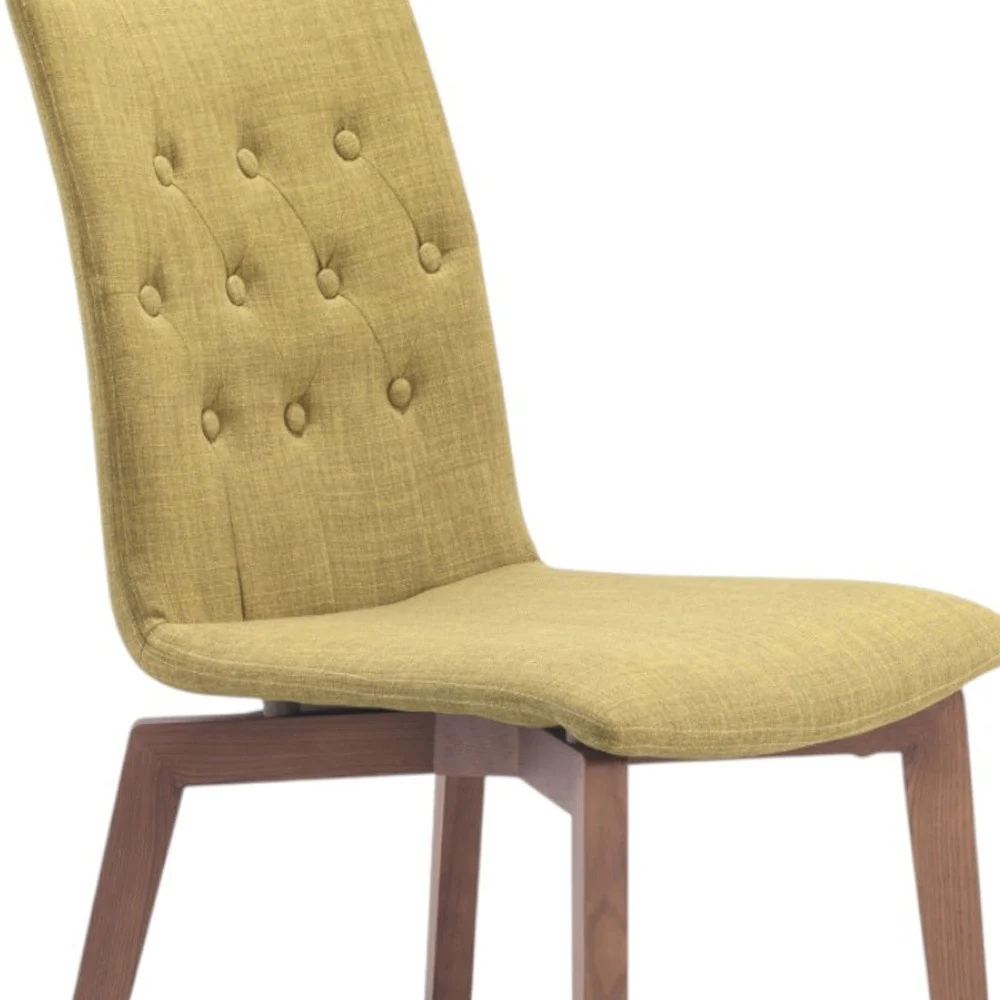 Set of Two Tufted Green And Brown Upholstered Fabric Dining Side Chairs By Homeroots - Image 8