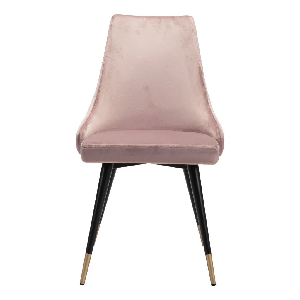 Set of Two Tufted Pink And Black Upholstered Velvet Windsor Back Dining Side Chairs By Homeroots - Image 3