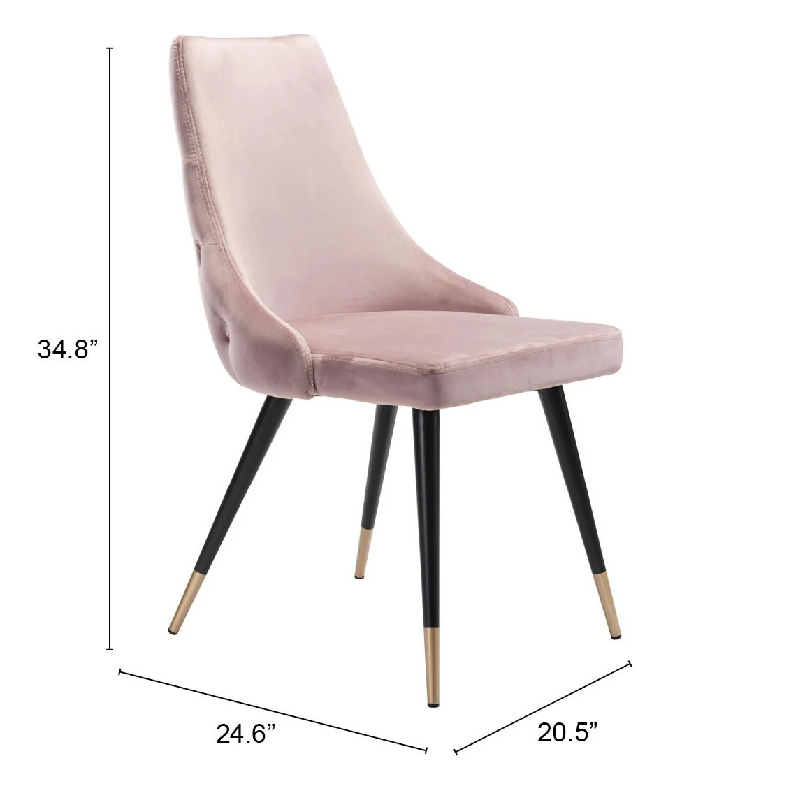 Set of Two Tufted Pink And Black Upholstered Velvet Windsor Back Dining Side Chairs By Homeroots - Image 6