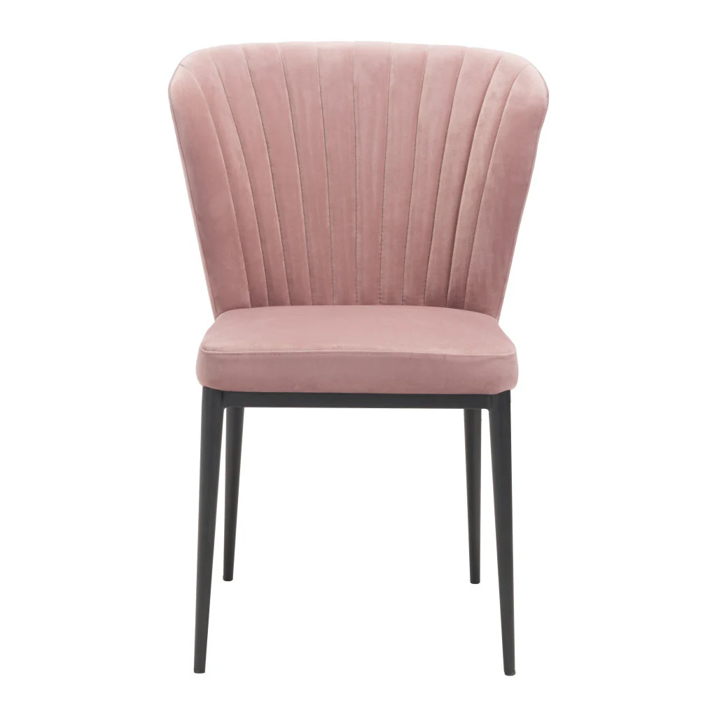 Set of Two Tufted Pink And Black Upholstered Velvet Wing Back Dining Side Chairs By Homeroots - Image 3