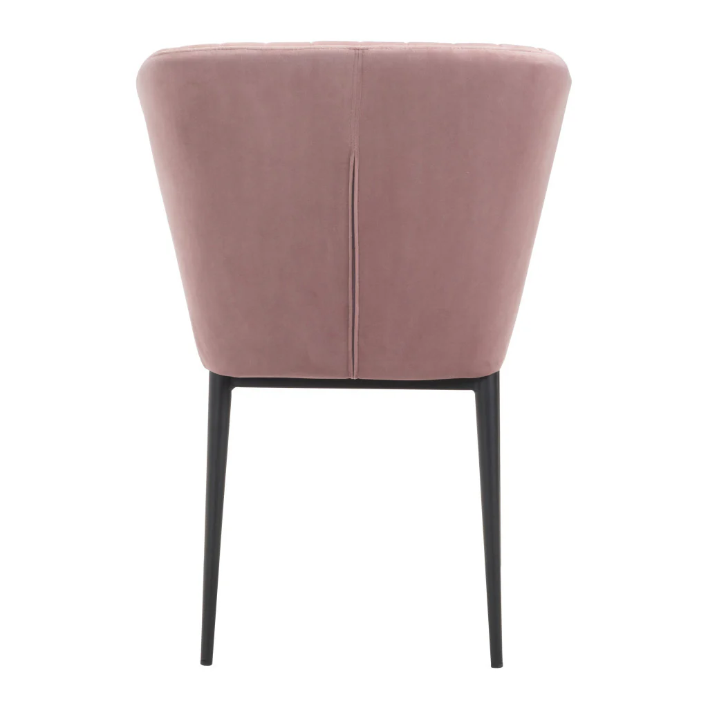 Set of Two Tufted Pink And Black Upholstered Velvet Wing Back Dining Side Chairs By Homeroots - Image 4