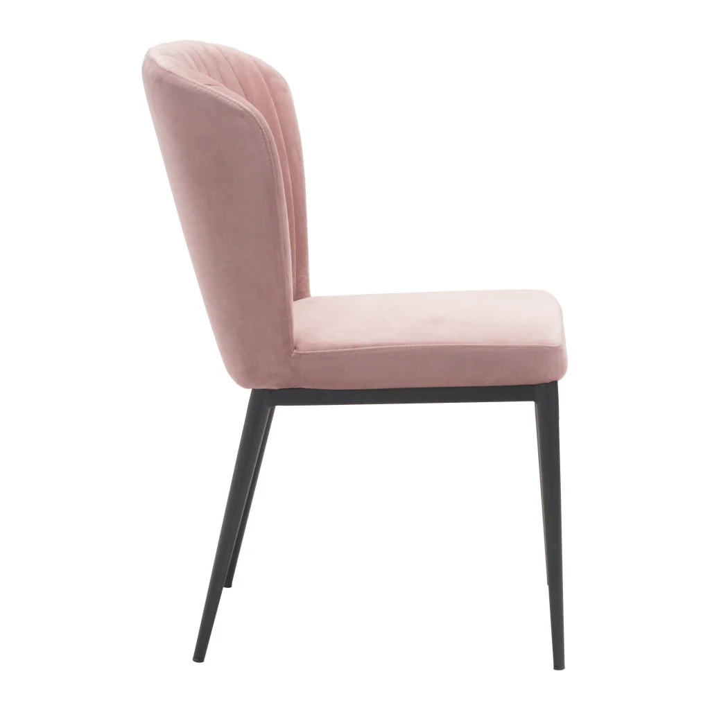 Set of Two Tufted Pink And Black Upholstered Velvet Wing Back Dining Side Chairs By Homeroots - Image 5