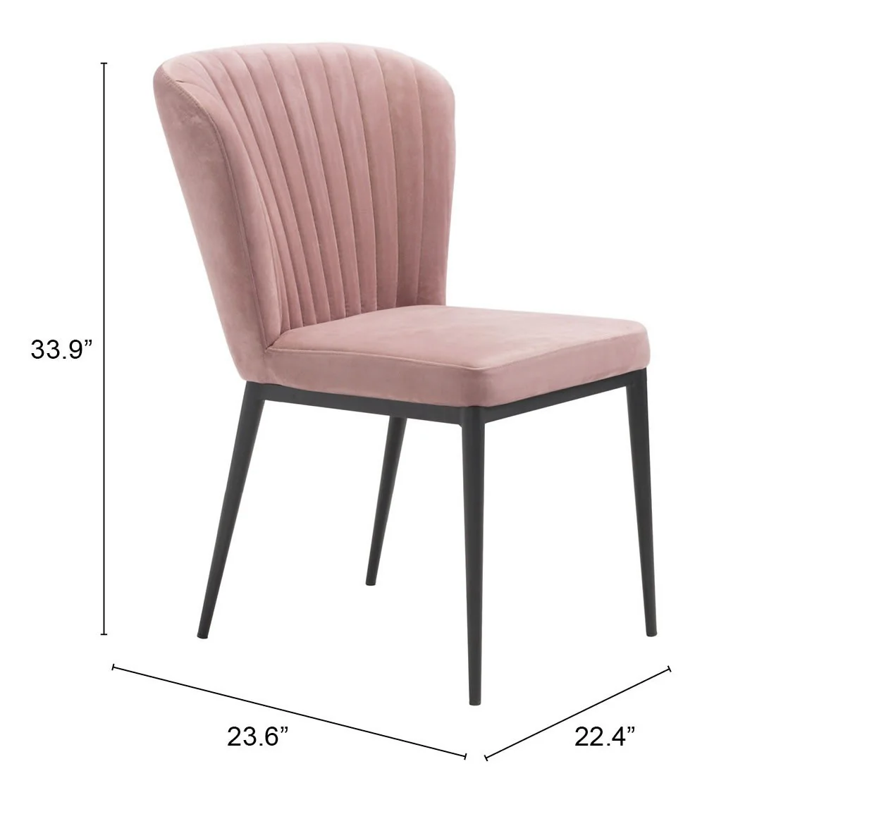 Set of Two Tufted Pink And Black Upholstered Velvet Wing Back Dining Side Chairs By Homeroots - Image 6
