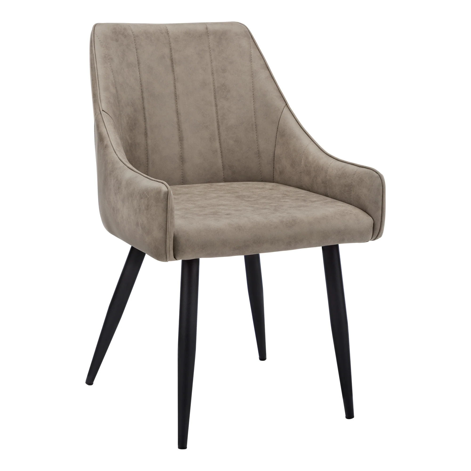 Set of Two Tufted Taupe And Black Upholstered Fabric Dining Arm Chairs By Homeroots - Image 2