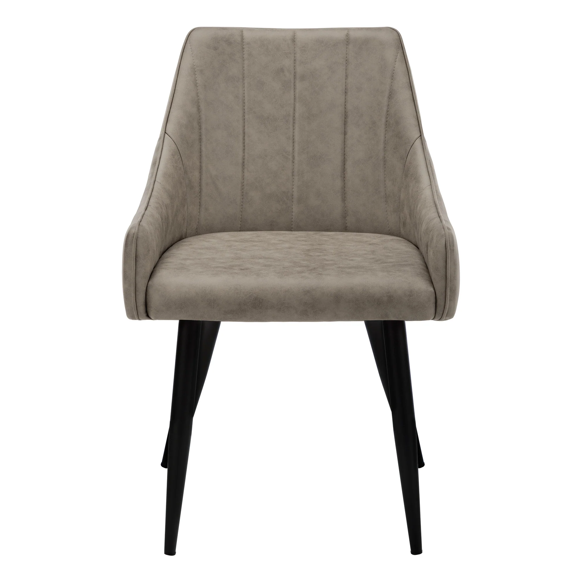 Set of Two Tufted Taupe And Black Upholstered Fabric Dining Arm Chairs By Homeroots - Image 3