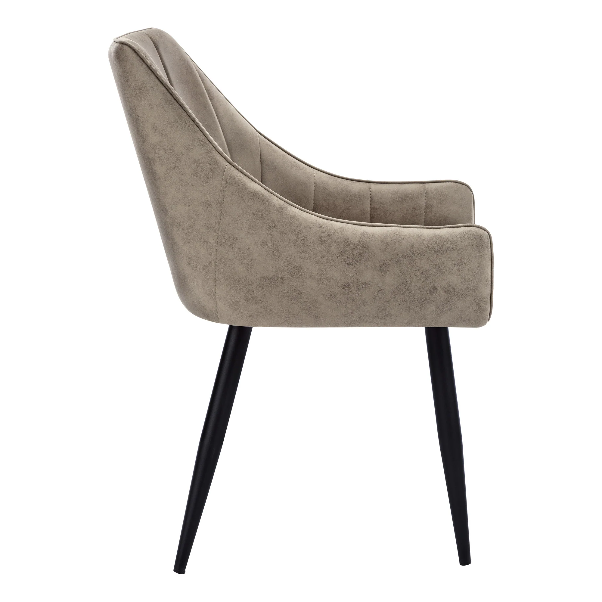 Set of Two Tufted Taupe And Black Upholstered Fabric Dining Arm Chairs By Homeroots - Image 5