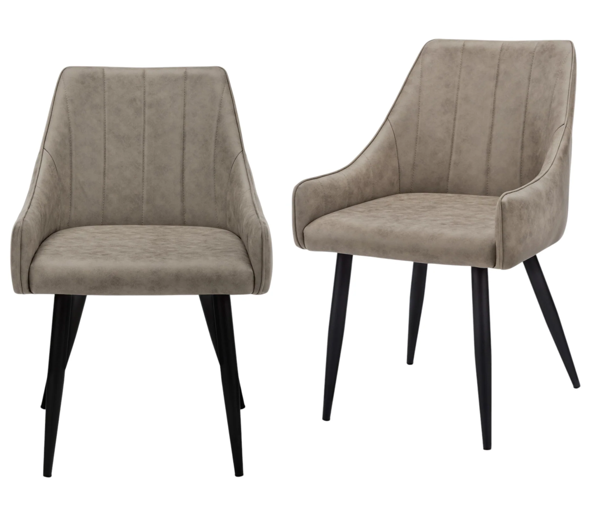 Set of Two Tufted Taupe And Black Upholstered Fabric Dining Arm Chairs By Homeroots - Image 8