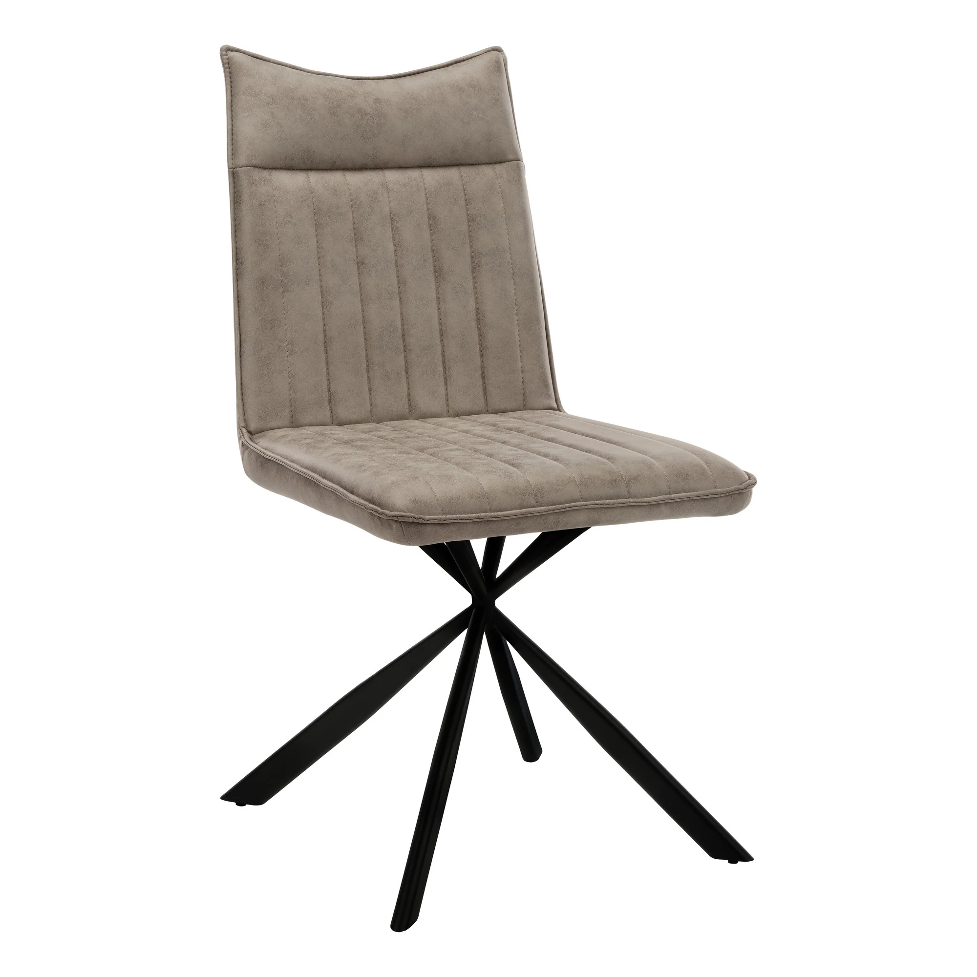 Set of Two Tufted Taupe And Black Upholstered Faux Leather Dining Parsons Chairs By Homeroots - Image 2