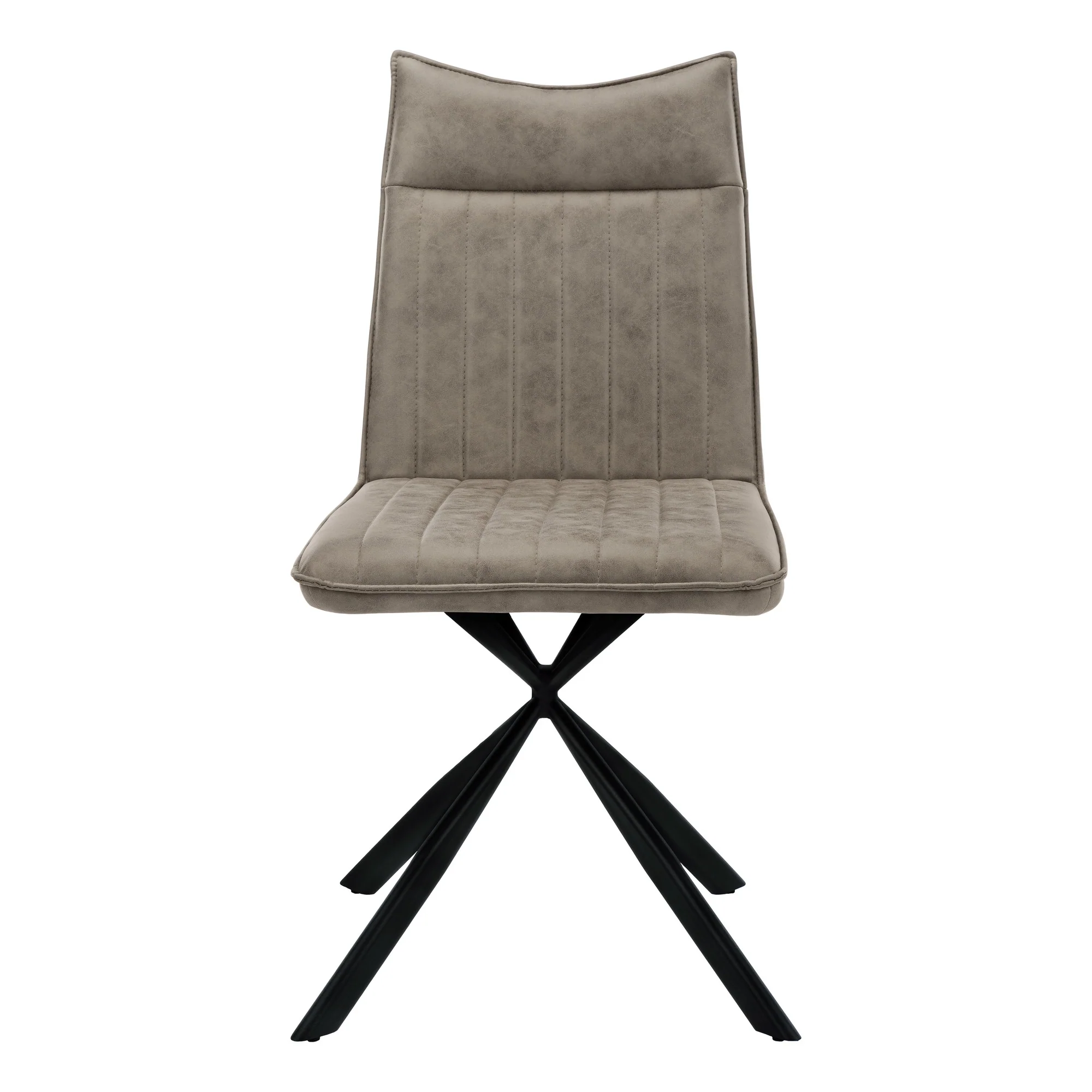 Set of Two Tufted Taupe And Black Upholstered Faux Leather Dining Parsons Chairs By Homeroots - Image 3