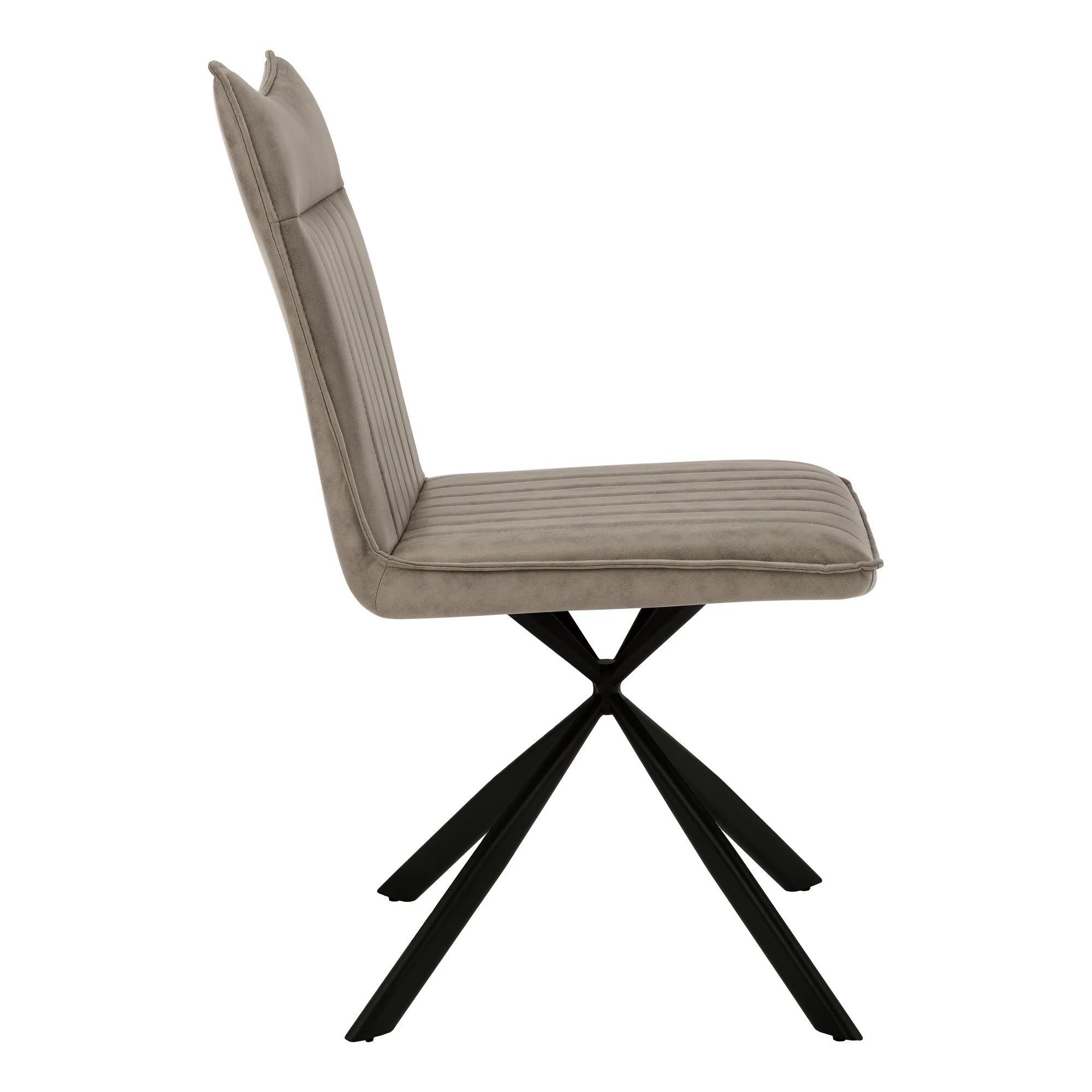 Set of Two Tufted Taupe And Black Upholstered Faux Leather Dining Parsons Chairs By Homeroots - Image 5