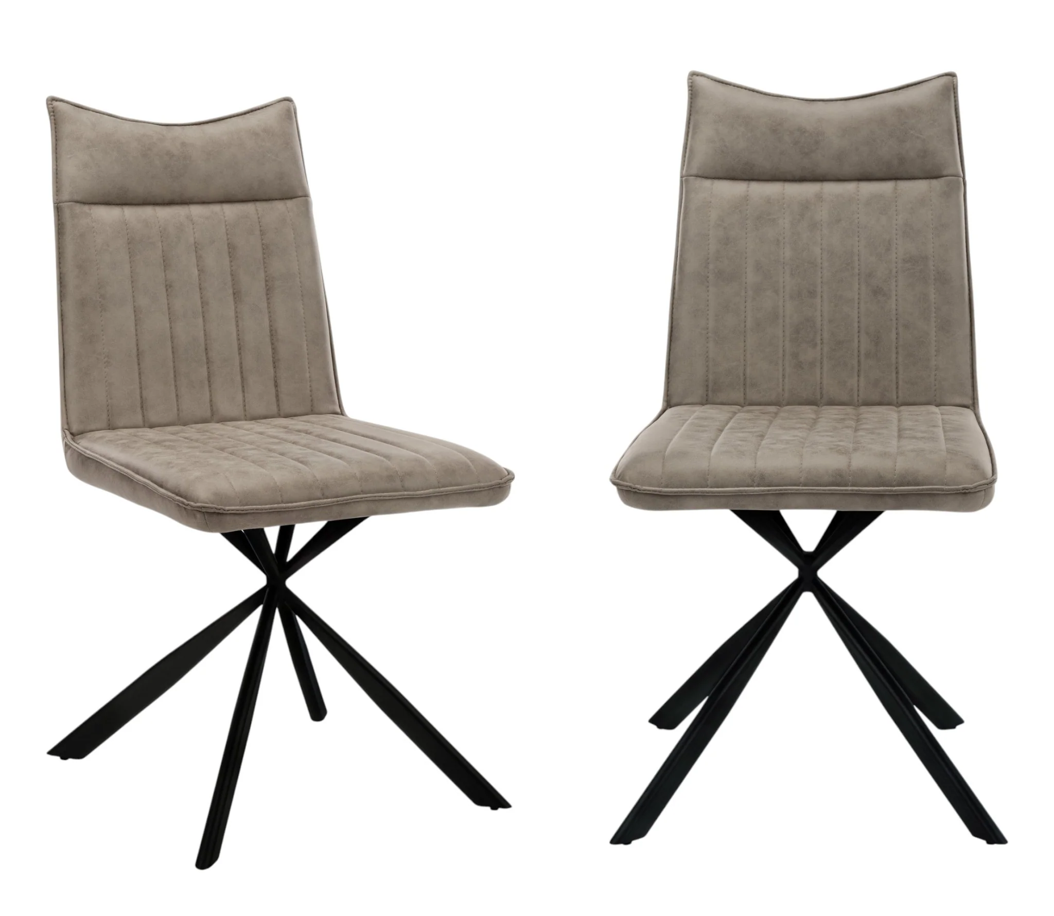 Set of Two Tufted Taupe And Black Upholstered Faux Leather Dining Parsons Chairs By Homeroots - Image 7