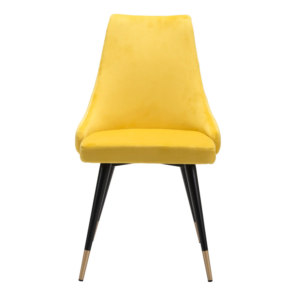 Set of Two Tufted Yellow And Black Upholstered Velvet Windsor Back Dining Side Chairs By Homeroots - Image 4