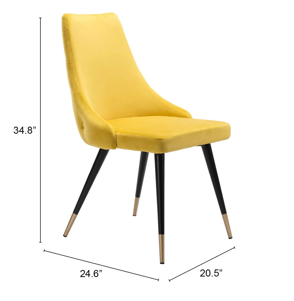 Set of Two Tufted Yellow And Black Upholstered Velvet Windsor Back Dining Side Chairs By Homeroots - Image 6