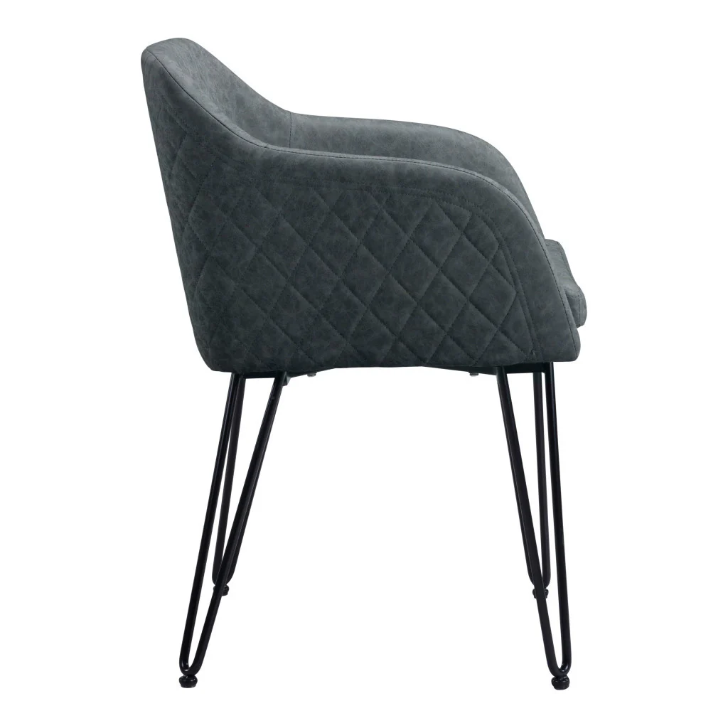 Set of Two Vintage Gray Faux Leather Dining Chairs By Homeroots - Image 5