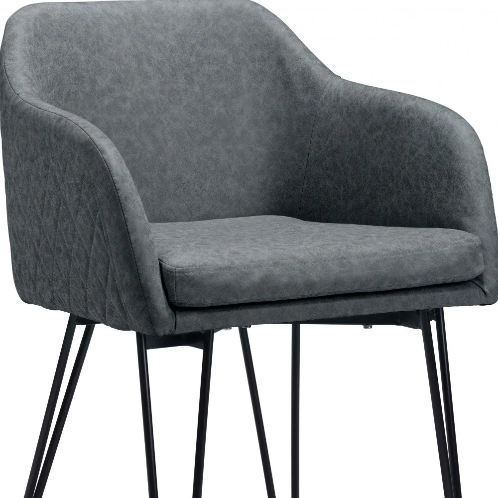 Set of Two Vintage Gray Faux Leather Dining Chairs By Homeroots - Image 7