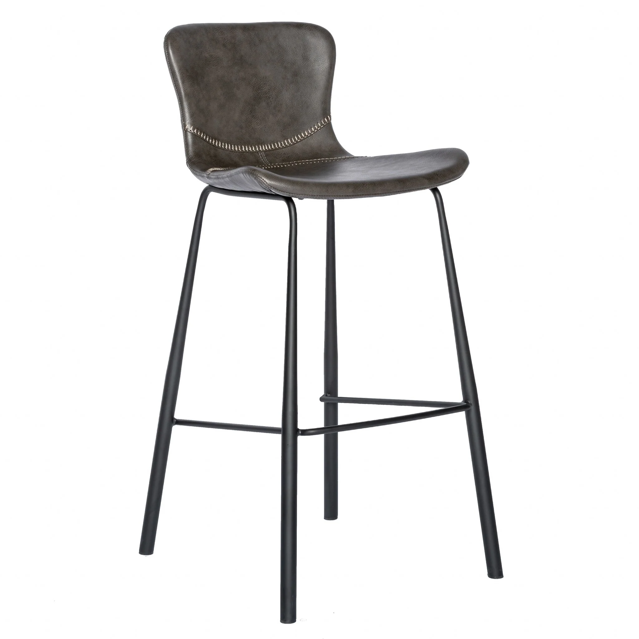 Set of Two Vintage Stitch Gray Bar Stools By Homeroots - Image 2
