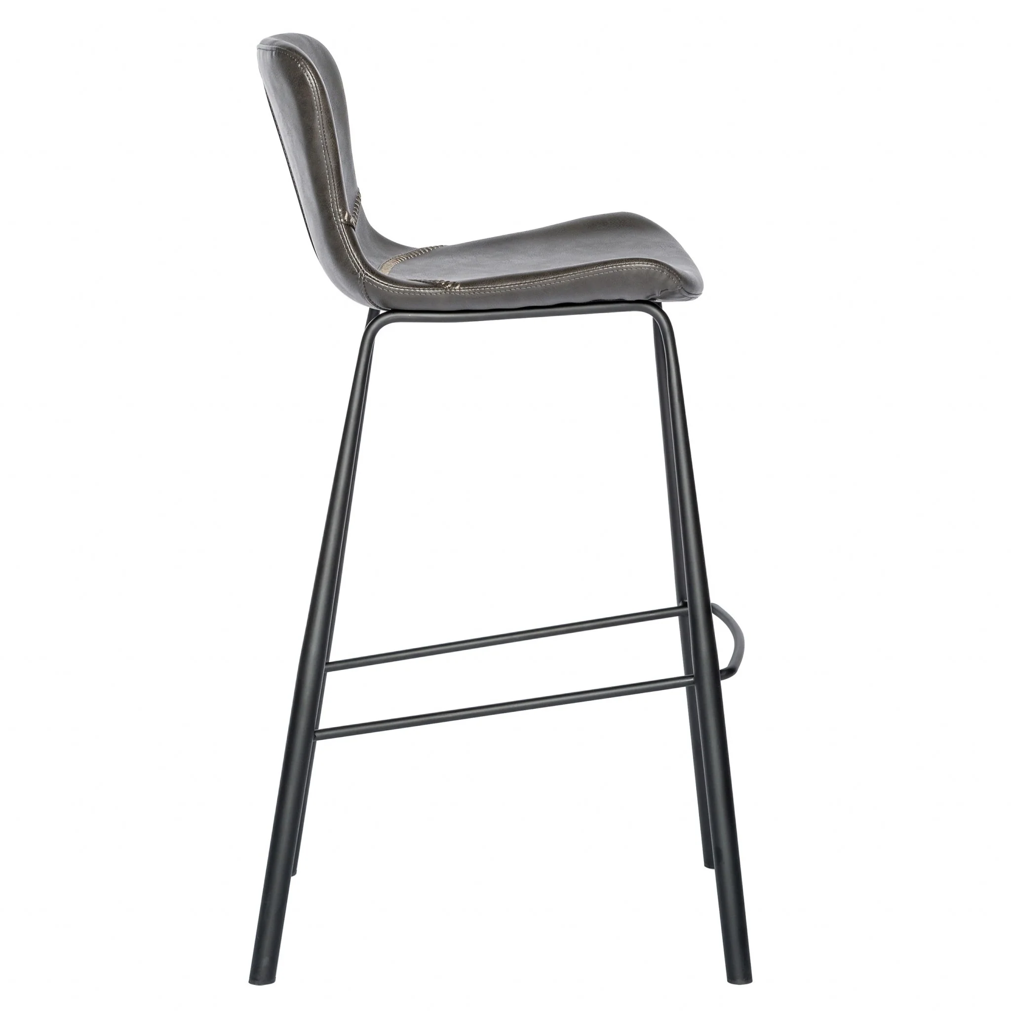 Set of Two Vintage Stitch Gray Bar Stools By Homeroots - Image 3