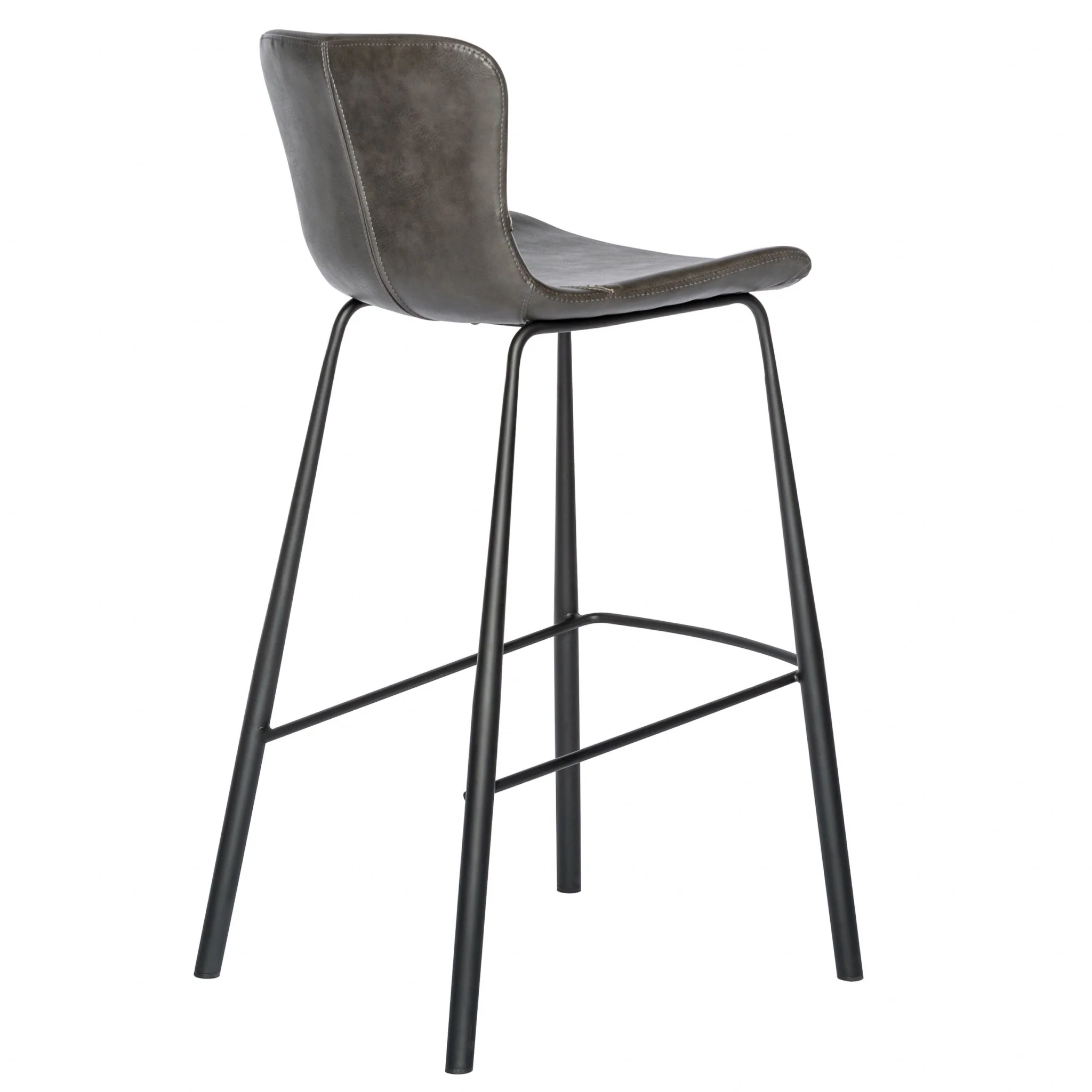 Set of Two Vintage Stitch Gray Bar Stools By Homeroots - Image 4