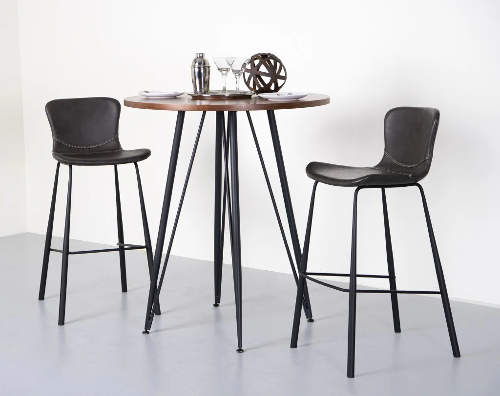 Set of Two Vintage Stitch Gray Bar Stools By Homeroots - Image 6