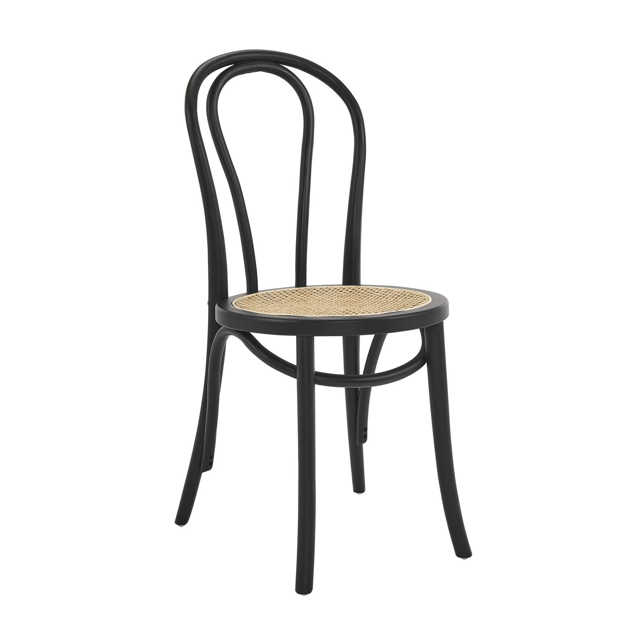 Set Of Two Vintage Style Black Cane Dining Chairs By Homeroots - Image 2