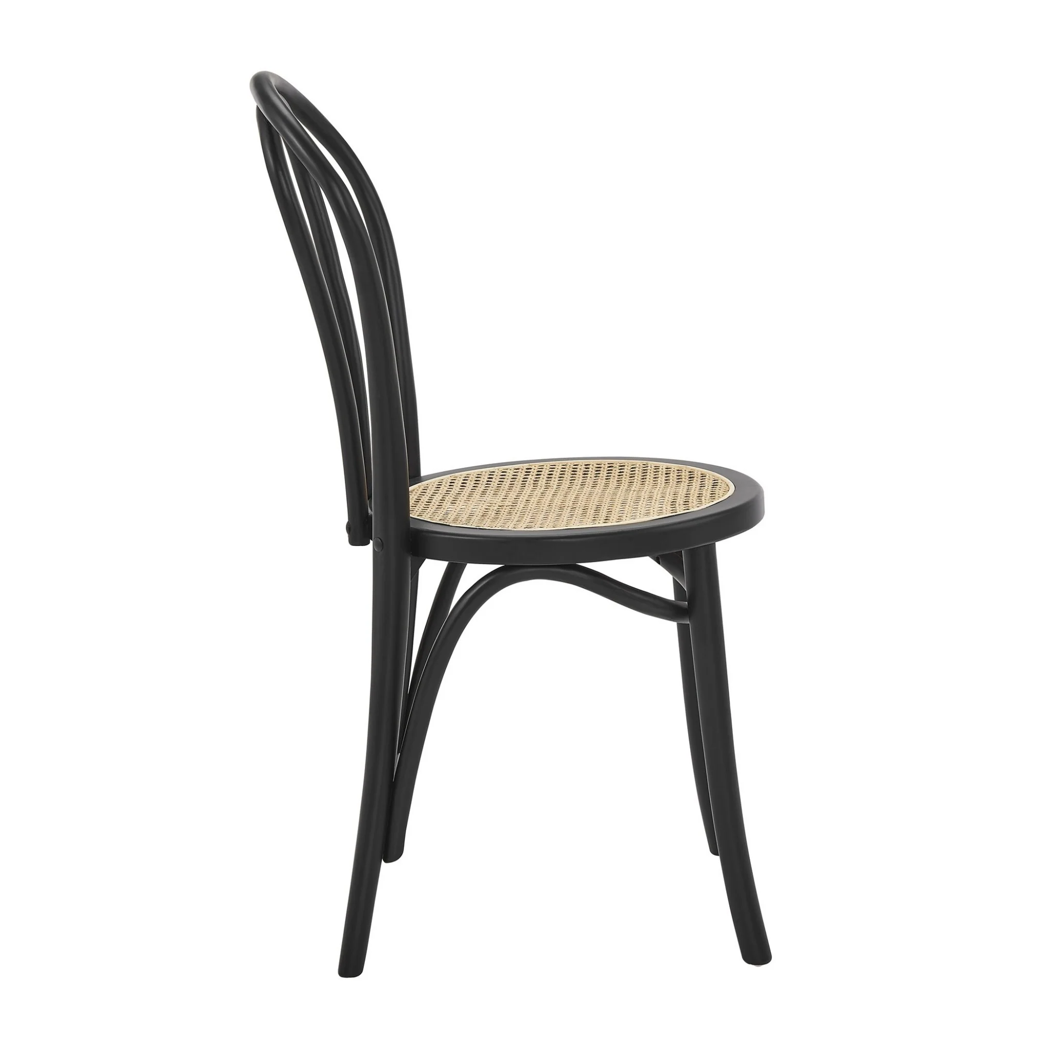 Set Of Two Vintage Style Black Cane Dining Chairs By Homeroots - Image 3