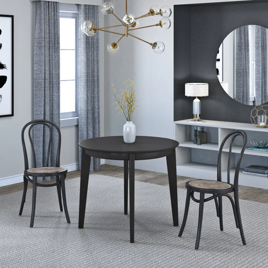 Set Of Two Vintage Style Black Cane Dining Chairs By Homeroots - Image 6
