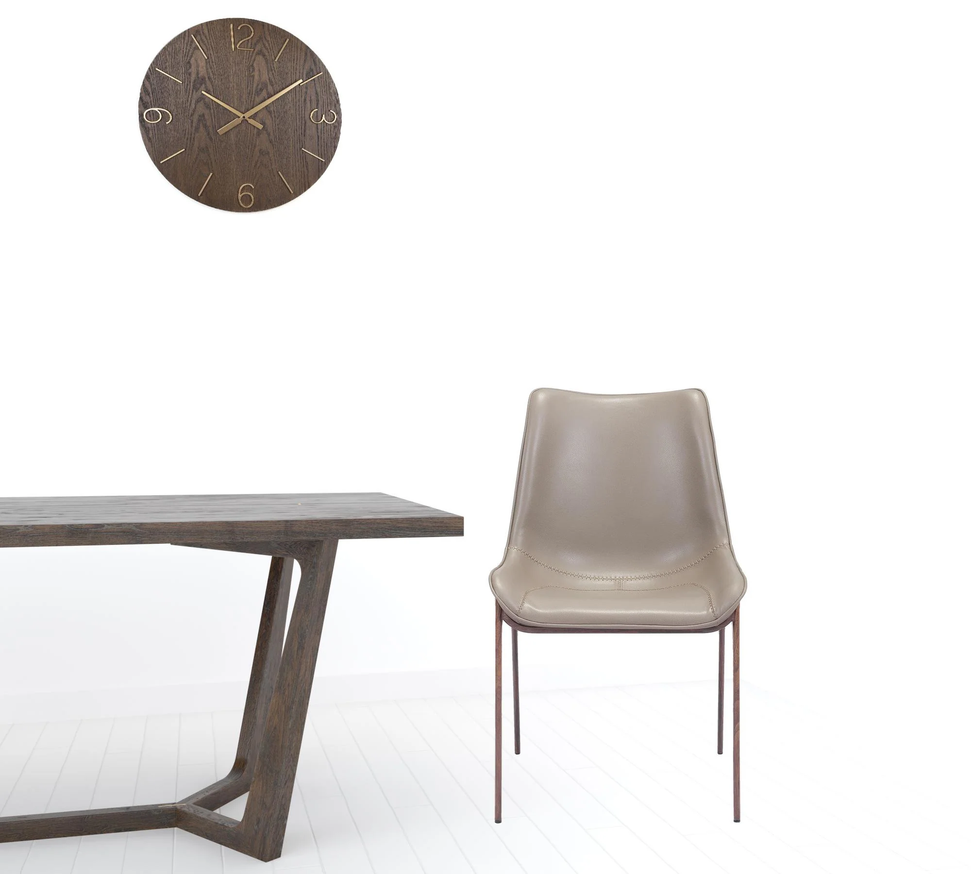Set Of Two Walnut Solid Back Dining Chairs By Homeroots - Image 2