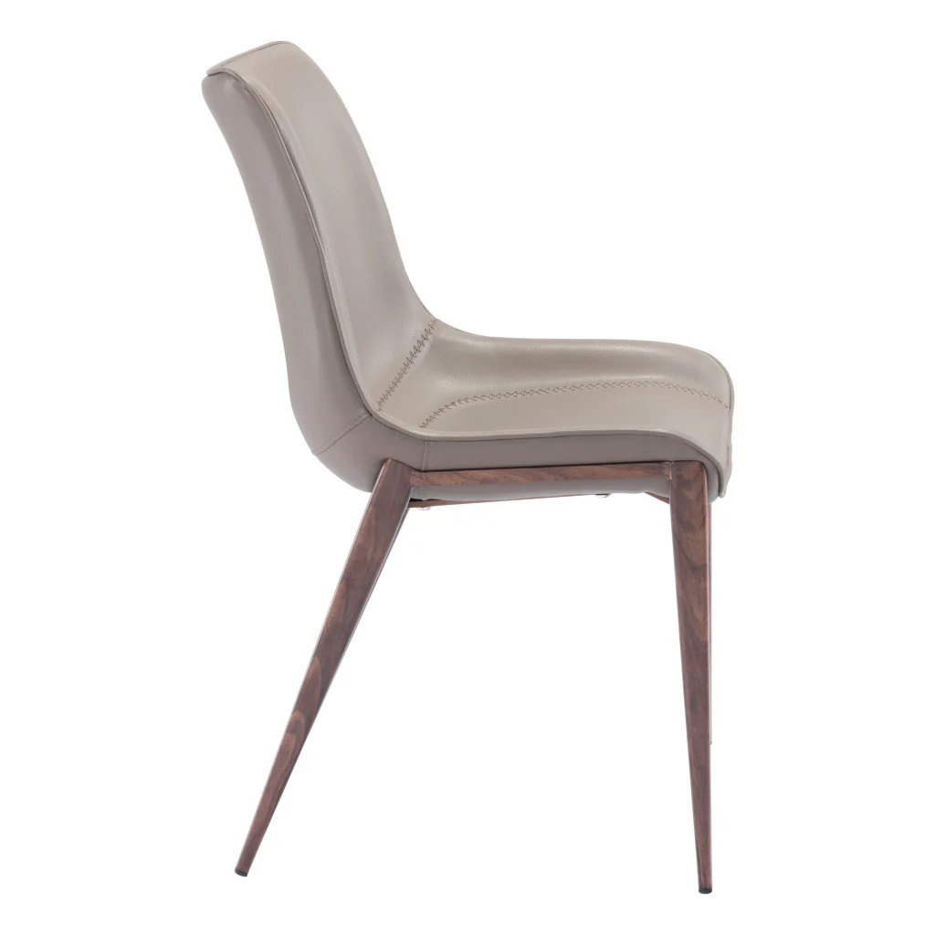 Set Of Two Walnut Solid Back Dining Chairs By Homeroots - Image 3