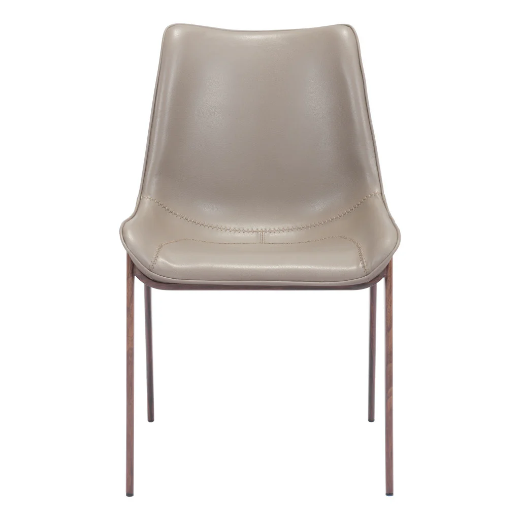 Set Of Two Walnut Solid Back Dining Chairs By Homeroots - Image 4