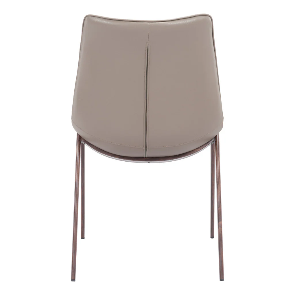 Set Of Two Walnut Solid Back Dining Chairs By Homeroots - Image 5