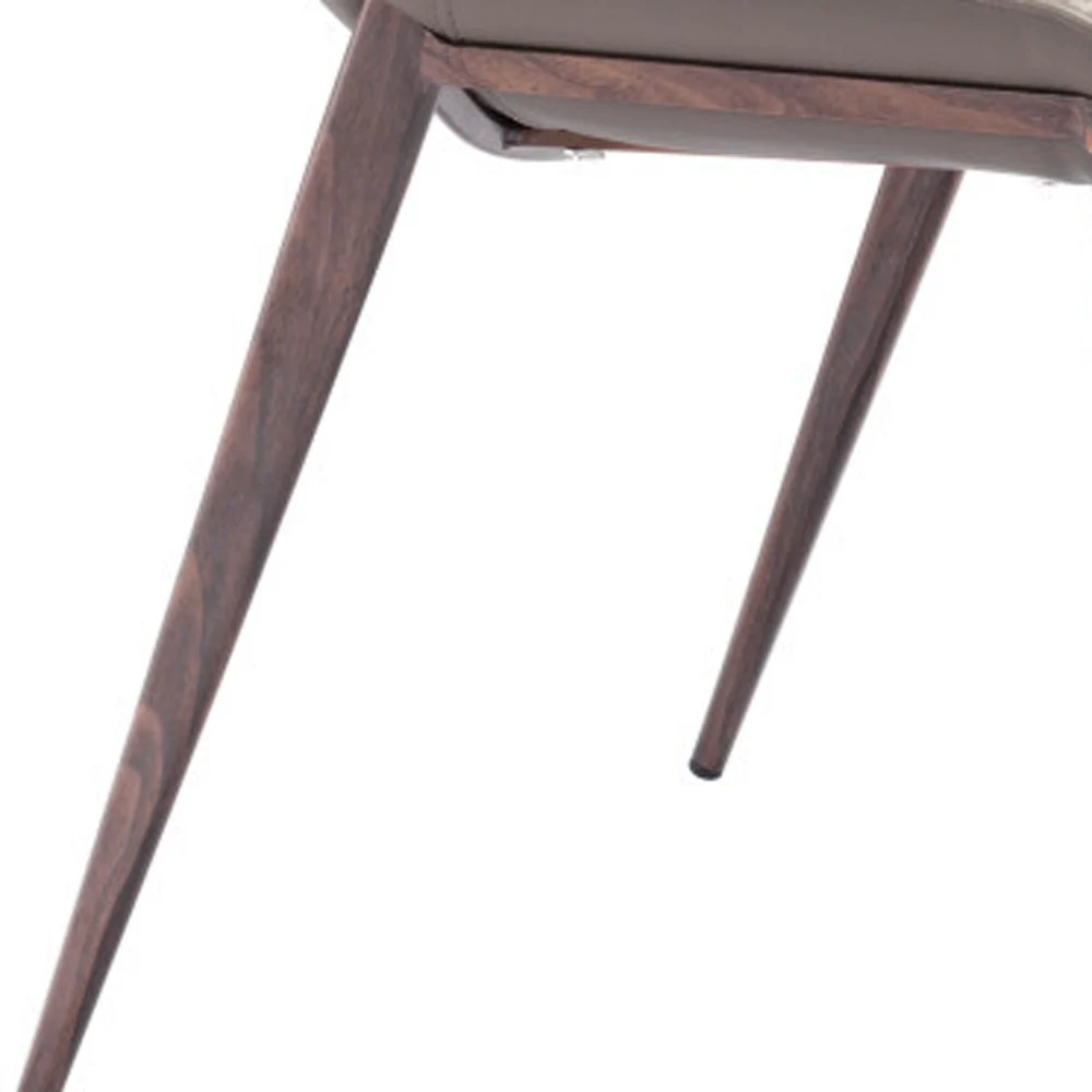 Set Of Two Walnut Solid Back Dining Chairs By Homeroots - Image 6
