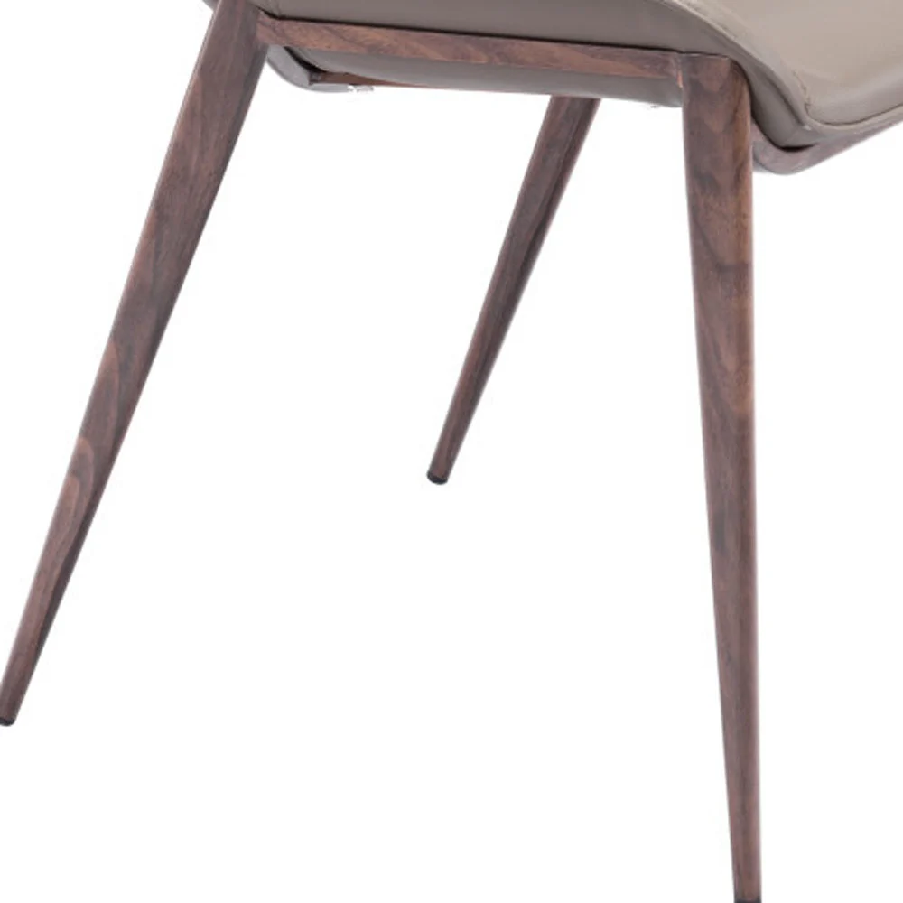 Set Of Two Walnut Solid Back Dining Chairs By Homeroots - Image 7