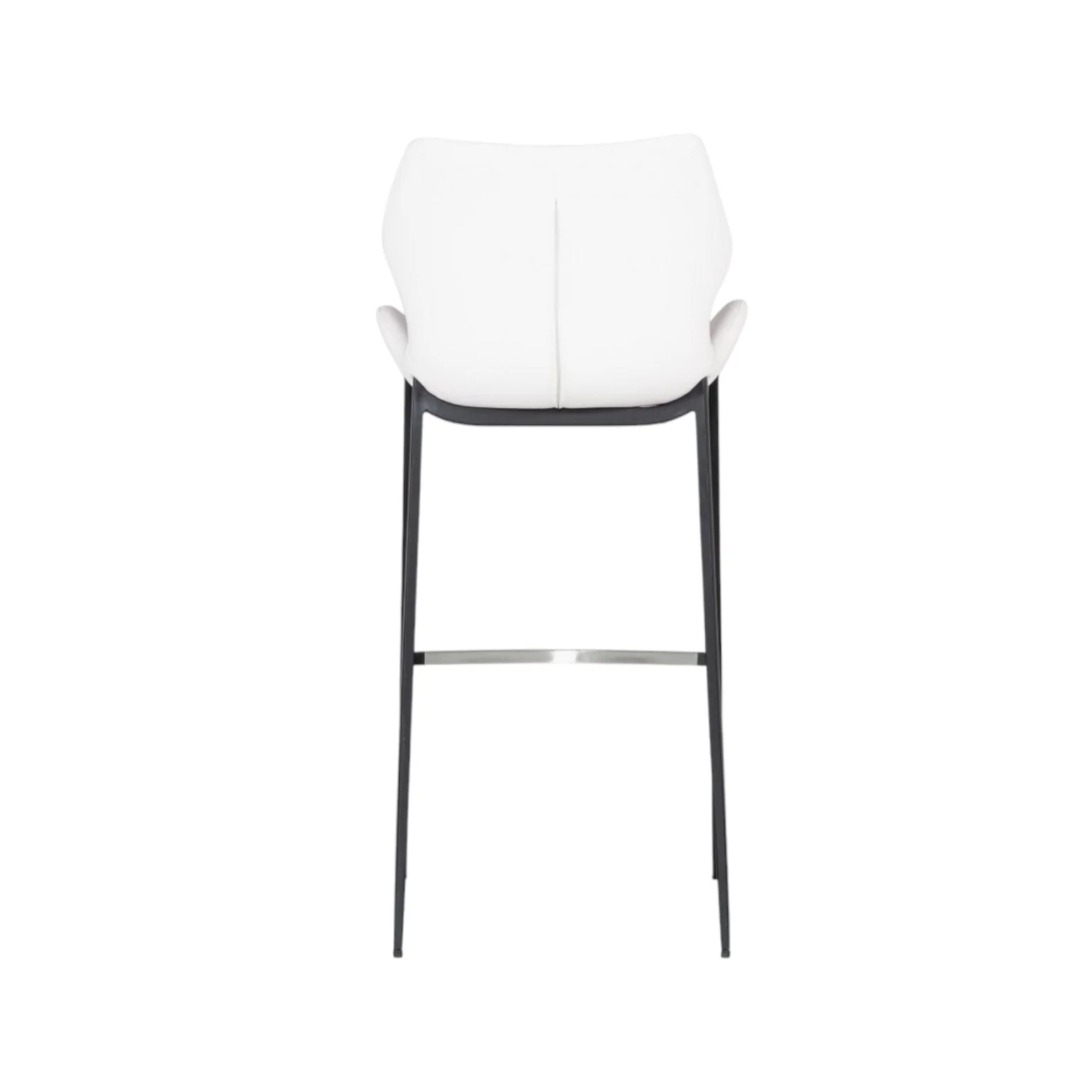 Set of Two White and Black Faux Leather and Steel Low Back Bar Height Bar Chairs By Homeroots - Image 4