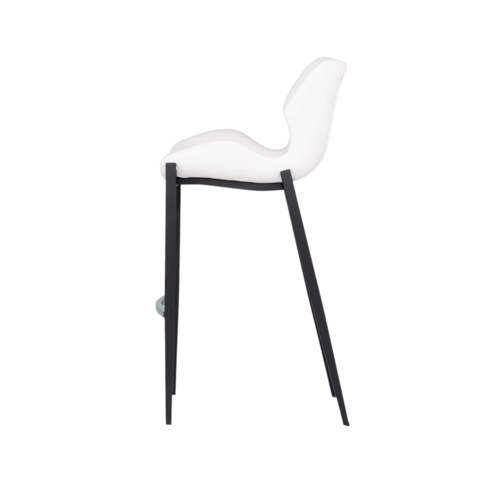 Set of Two White and Black Faux Leather and Steel Low Back Bar Height Bar Chairs By Homeroots - Image 6