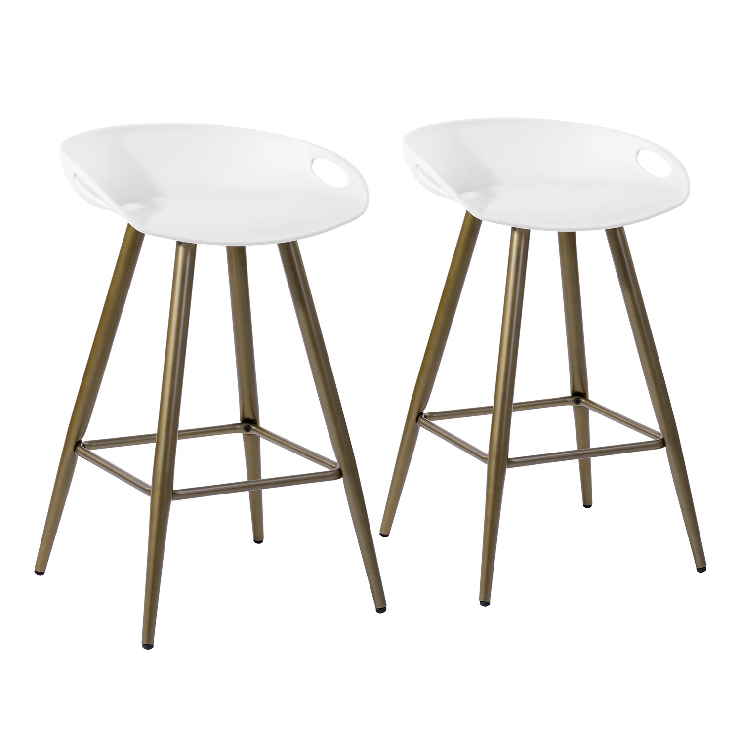 Set of Two White And Bronze Steel Low Back Counter Height Bar Chairs By Homeroots - Image 2