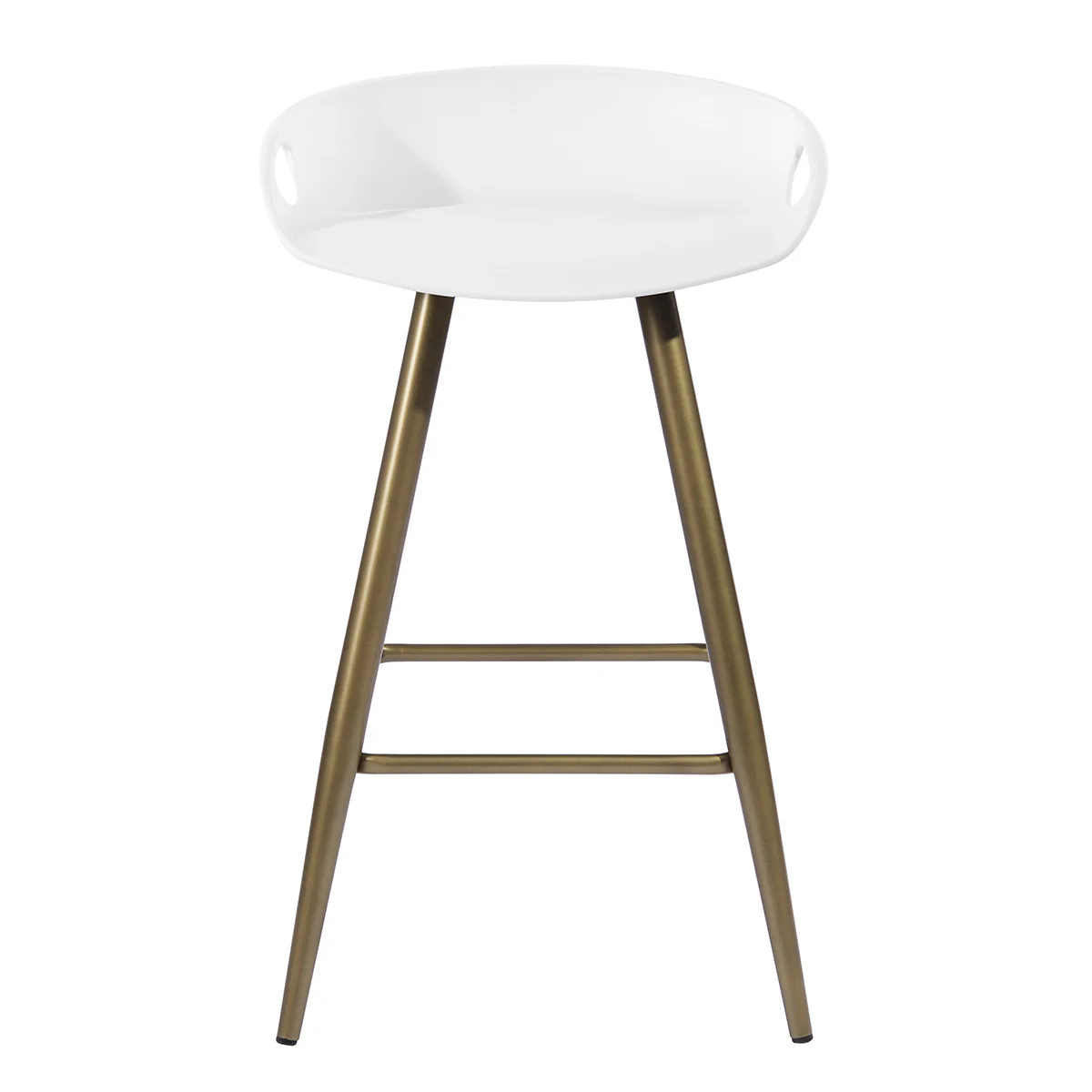 Set of Two White And Bronze Steel Low Back Counter Height Bar Chairs By Homeroots - Image 5