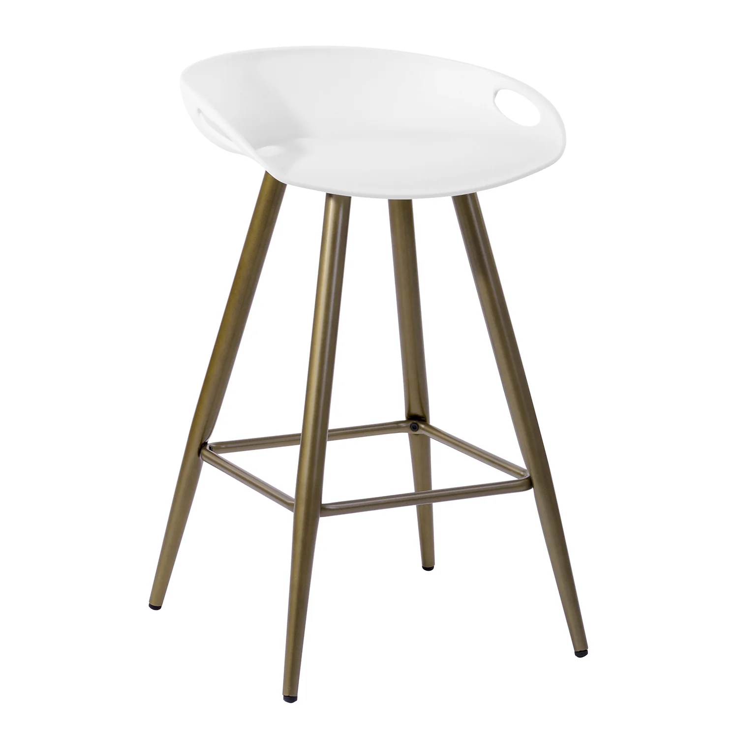 Set of Two White And Bronze Steel Low Back Counter Height Bar Chairs By Homeroots - Image 8