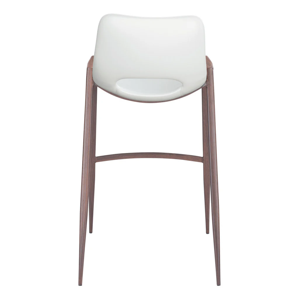 Set of Two White And Brown Steel Low Back Bar Height Bar Chairs By Homeroots - Image 4